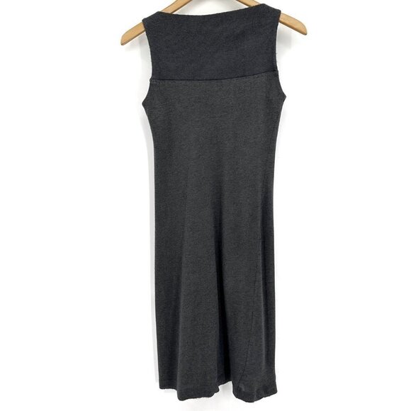 James Perse Gray A-Line Sleeveless WJW6357 Ribbed Neckline 2 Knit Midi Dress - Picture 5 of 8